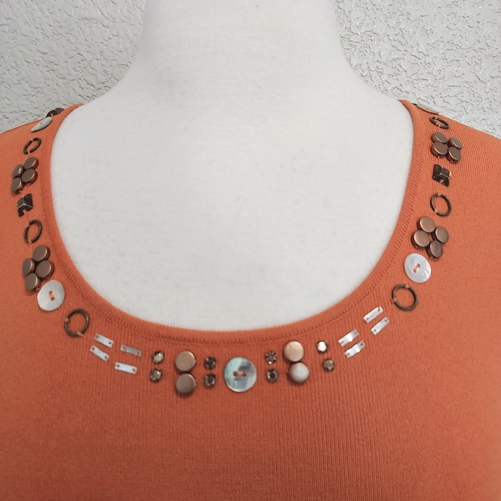 🔴3/$20 Ruby Rd. Orange Ribbed Sleeveless Blouse Size Large - Picture 3 of 9